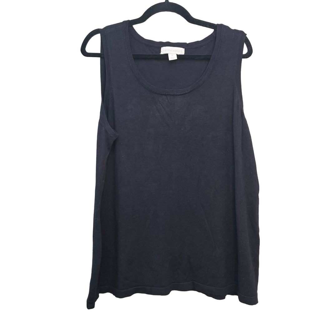 Laura Ashley Top Womens Plus Size 1X Black Knit Tank Rayon Nylon Minimalist